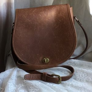 Brown leather saddle bag cross body